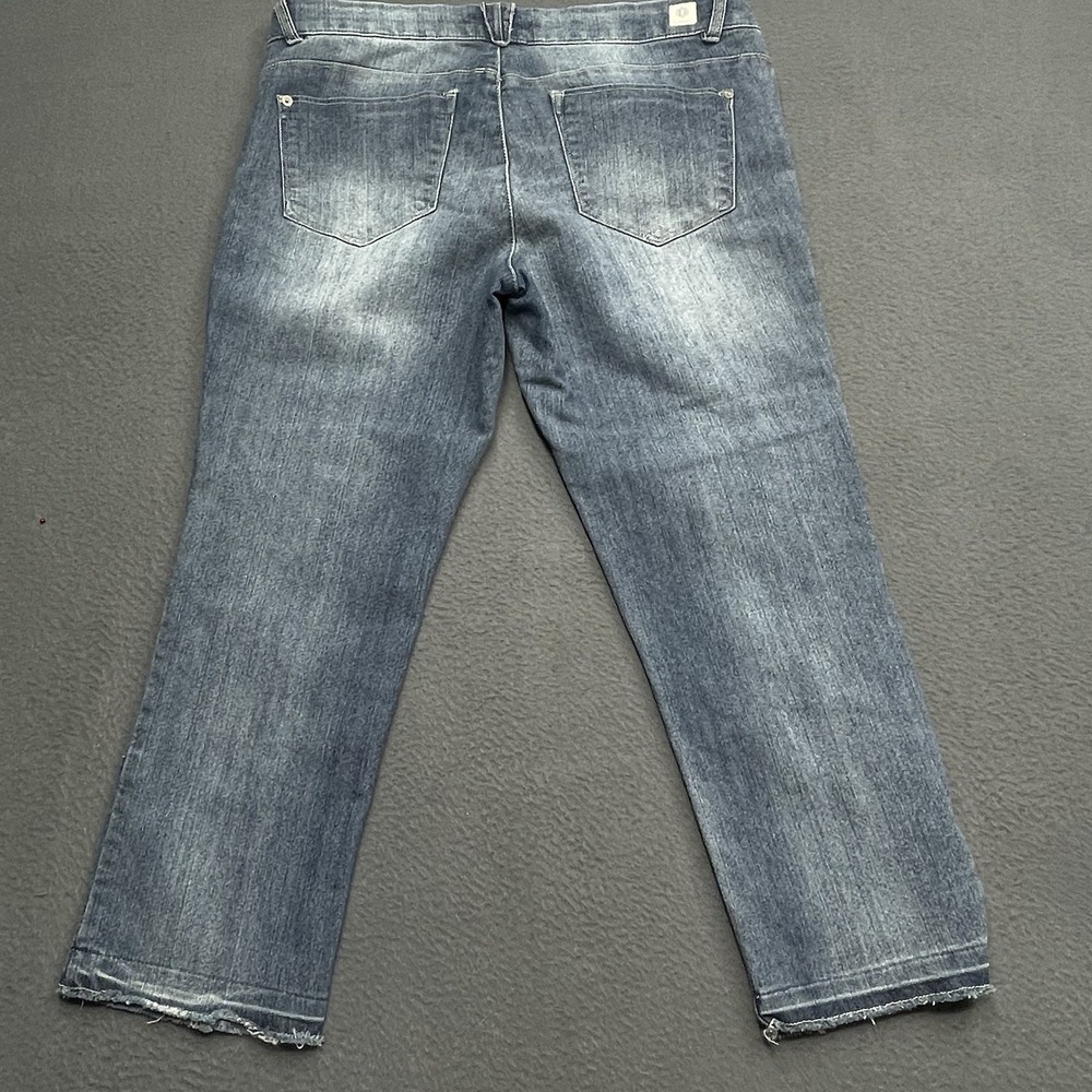 Democracy Patchwork Jeans Sz 12 Jeans Stretchy Distressed Raw Ankle Cropped - Picture 4 of 10